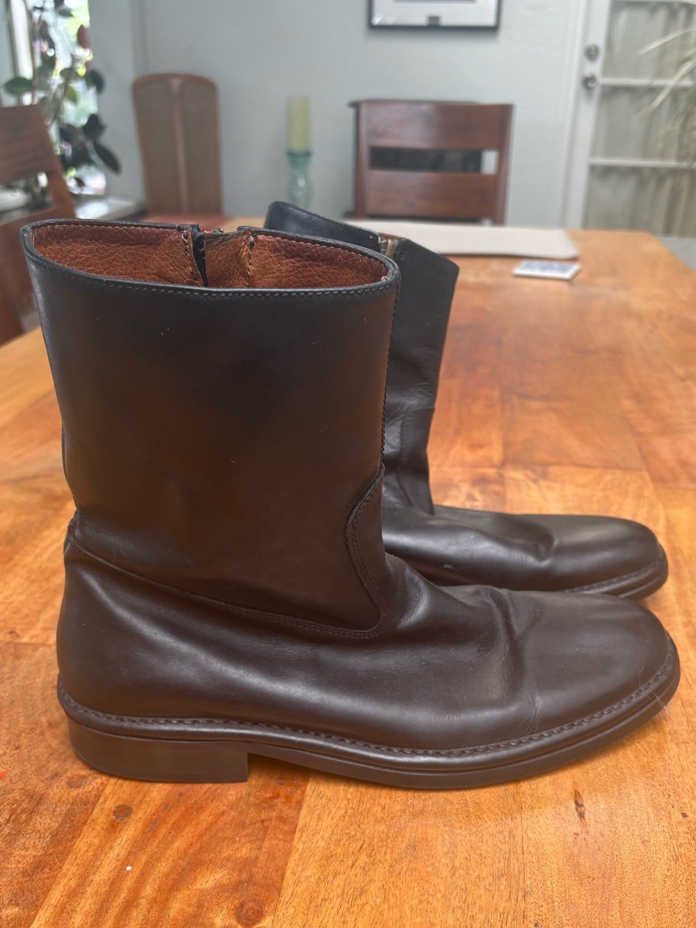 John Varvatos Black Leather Mid-Calf Zip Boots - Picture 5 of 7
